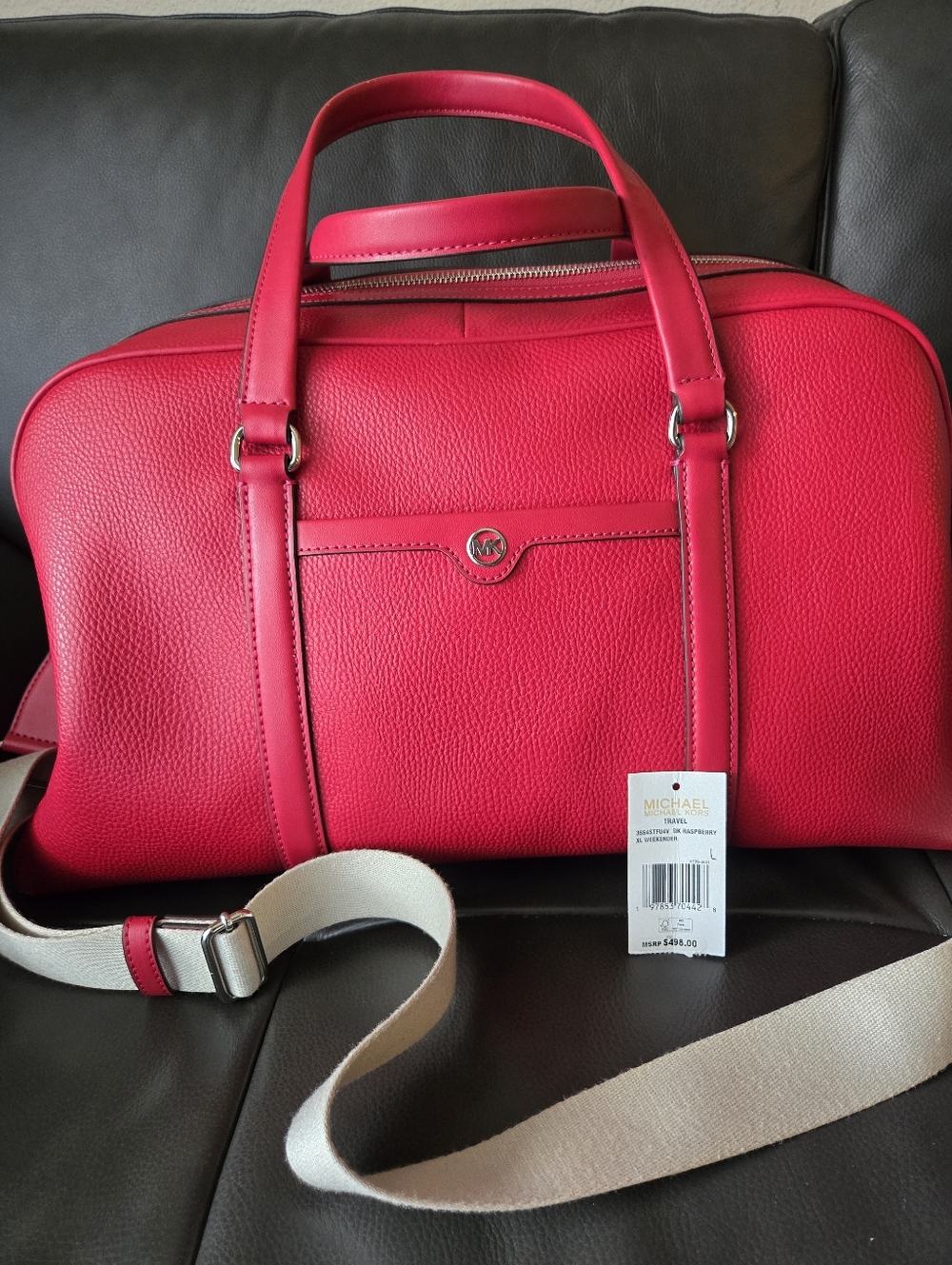 Michael Kors Pink Leather Travel Carryon Tote